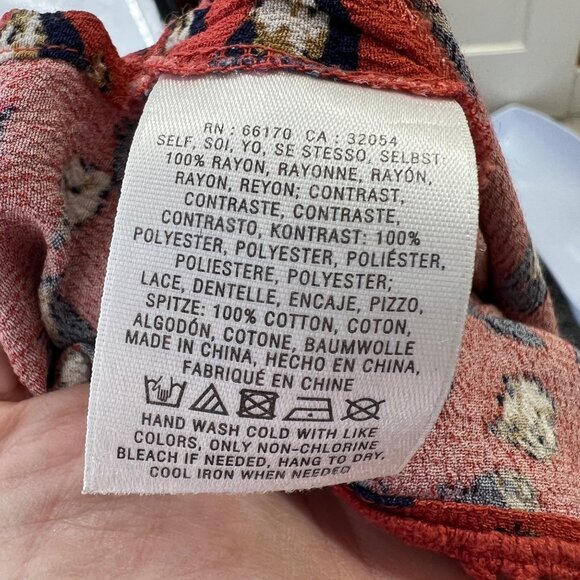 Meadow Rue Bird Print Orange Sleeveless Blouse Size XS - Picture 10 of 13